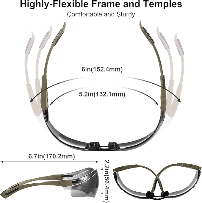 xaegistac Shooting Glasses Anti-fog Shooting Range Eye Protection, Adjustable Safety Glasses with Zipper Hard Case