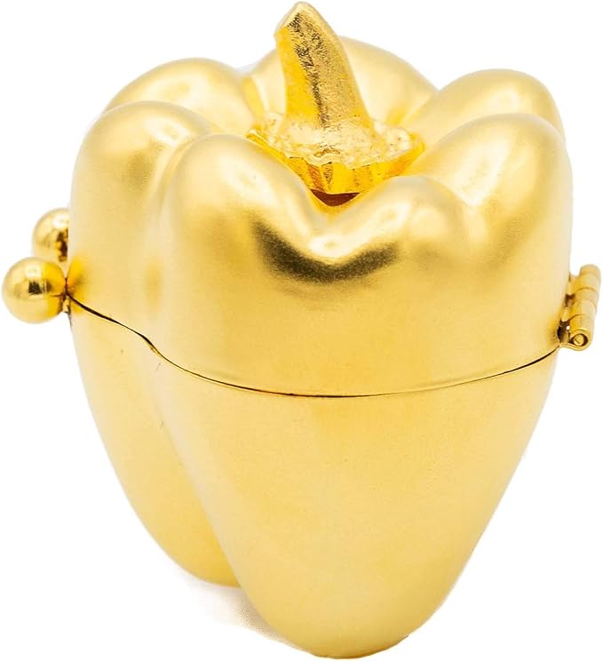 Gold Pepper Shaped Pocket Purse Portable Travel Pill Box & Medicine Organizer (1 Large Compartment)