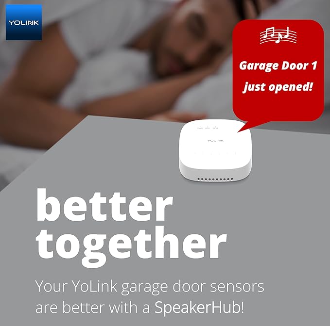 YoLink Smart Garage Door Sensor, Garage Door Position Sensor with Door Left-Open Reminders, Alexa, Google, IFTTT, Home Assistant (Hub Required)