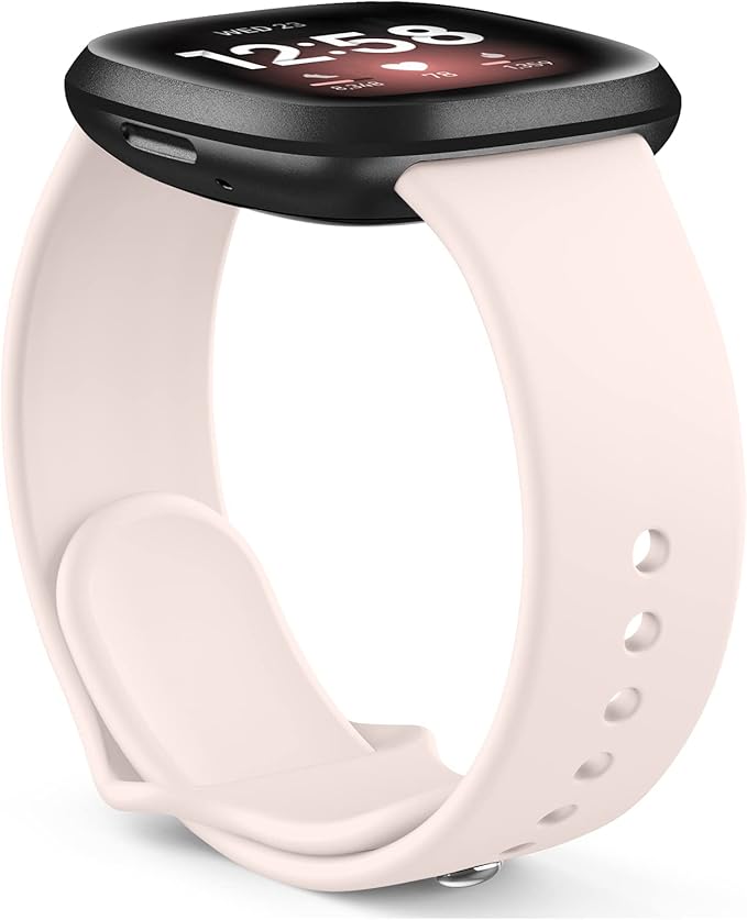 AK Silicone Bands Compatible with Fitbit Versa 4 Bands & Fitbit Sense 2 Bands for Women Men, Soft Straps Replacement Wristbands for Fitbit Versa 3 & Versa 4 / Sense & Sense 2 Smart Watch (Sand Pink)