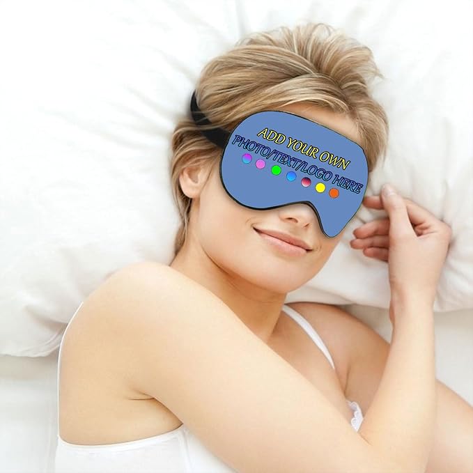 Personalized Eye Mask, Custom Eyeshade Blindfold Add Your Design Image Text Customized Eye Cover with Adjustable Strap for Sleeping Travel Work Naps Blocks Light, Dutch Blue