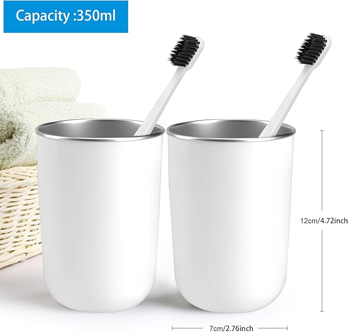 Stainless Steel Mouth wash Cup 12 oz Toothbrush Cup Stainless Steel Small Children Cups for Home，BPA-Free Insulated Tumbler for Home & Outdoor Activities drinking cup (gray white)