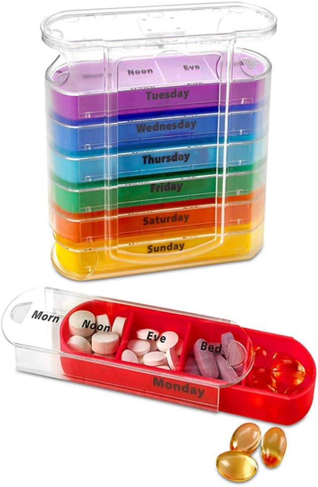 Organizer 4 Times a Day Stackable Medication Fish Oil Storage for Travel HOM 28 Compartments