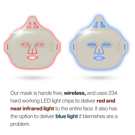 Fringe Red Face Mask, Both Red 660nm and Infrared 850nm for Rejuvenation & Blue 415nm for Blemishes, Beauty Mask, for Fine Lines and Wrinkles, 234 LED Lights