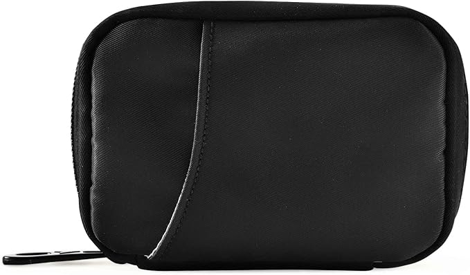 Pill Box 7 Day Pill Case Travel Pill Organizer Bag with Zipper Portable Weekly Case Compact Size for Vitamin Supplement Holder, Solid Color Black