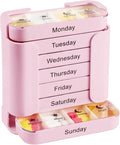 7-Day Pill Organizer with 4 Times Daily Compartments, Weekly Medication Organizer for Morning Noon Evening Bedtime, Stackable Vitamin Case for Supplements Fish Oils & Pills, Travel-Friendly (Pink)