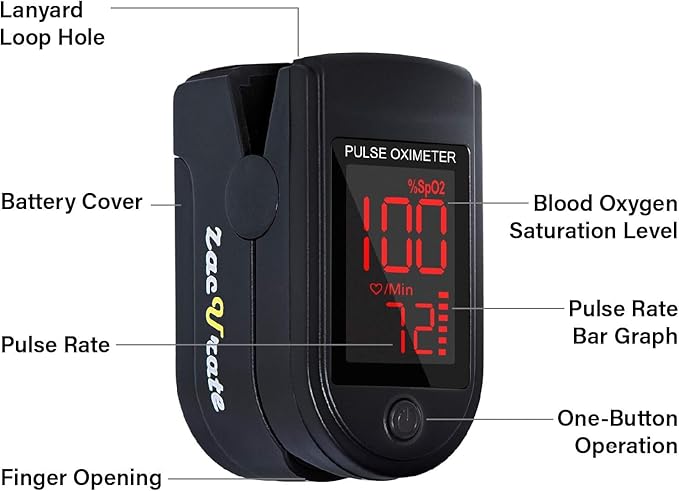 Zacurate Pro Series 500DL Fingertip Pulse Oximeter and Touchless Forehead Thermometer Digital Bundle