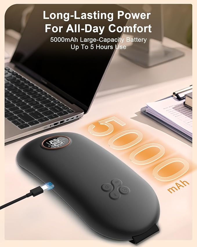 NOWWISH Upgraded Graphene Heating Pad for Period Cramps Pain Relief, Portable Electric Cordless Menstrual Heating Pad with 6 Heat Levels 6 Massage Modes 3 Timer, Easter Gifts for Women Girls, Black