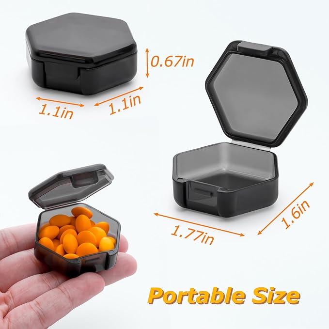 Small Pill Box, 7 Packs Travel Pill Case, Portable BPA Free Mini Organizer for Pocket Purse, Daily Medicine Vitamin Container, Fish Oil and Supplement Storage