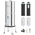 Purewell 2.25G Gravity Water Filter System with Water Level Window, 7-Stage 0.01μm Ultra-Filtration Countertop System with 4 Filters and Stand, Reduce Fluoride & Chlorine, Up to pH 9, PW-KS-FT
