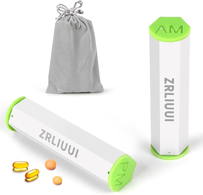 Travel Pill Organizer, Portable Pill Case, Daily Pill Box to Hold Vitamins, Small Pill Container for Pocket Purse Medicine Organizer (White)