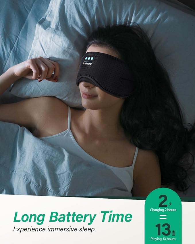 LC-dolida Sleep Headphones, White Noise Bluetooth Sleep Mask 3D Wireless Eye Mask Sleeping with Timing, Sleep Mask with Bluetooth Headphones for Side Sleepers Travel Yoga, Cool Gifts Men Women