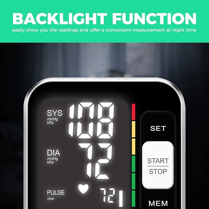 Blood Pressure Monitor Upper Arm Digital Blood Pressure Machine for Home Use with Backlit Display 8.7"-15.7" Cuff with Storage Bag