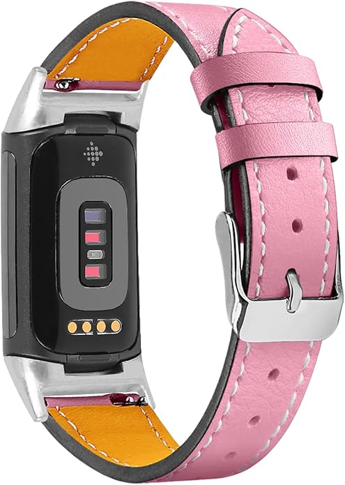 Compatible with Fitbit Charge 5 Leather Bands for Women Men, Feminine Leather Replacement Watch Band Straps Wristbands Bracelet Accessory for Fitbit Charge 5 GPS Tracker