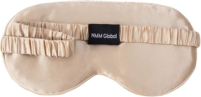 Mulberry Natural Silk Sleep Mask for Women & Men with Elastic Strap, Super Soft Sleeping Eye Mask, Size M, (Champagne)