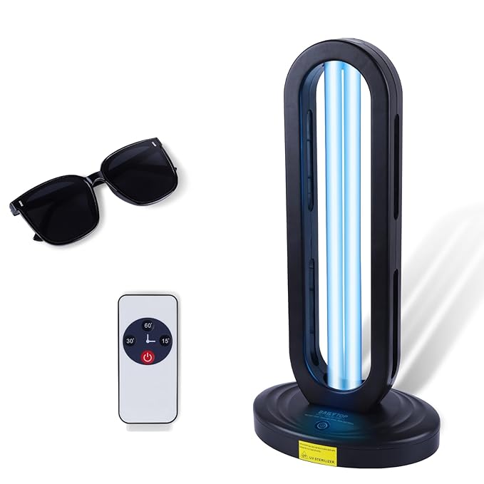 Home Disinfection Device, UV Light Sanitizer for Dust Mites,UVC Light for Room,Ultraviolet Light with 3- Speed Timing and Remote Control,38W UV Lamp for Home