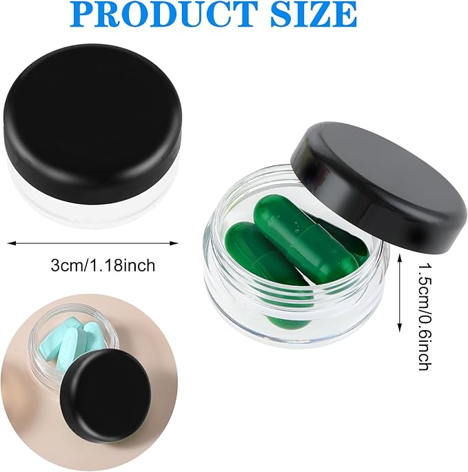 5 Pcs Small Pill Organizer Box Travel Pill Case Holder Portable Daily Mini Pills Container BPA Free Medication Storage Container for Purse Pocket Briefcase (Black, Orange)
