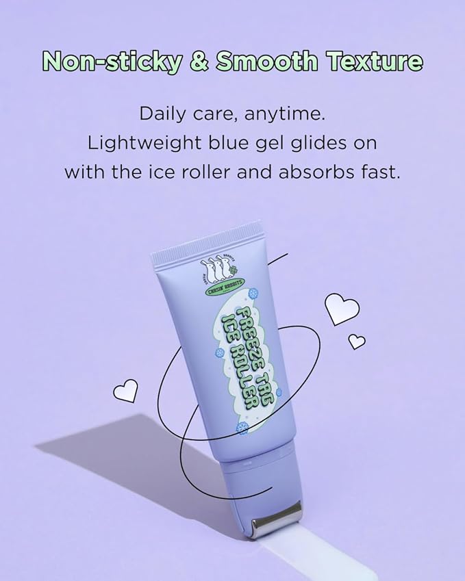 CHASIN' RABBITS Freeze Tag Ice Roller 1.69 fl.oz, Cold Face Roller, Pore Tightening, Skin Firming, Derma Roller, Stainless Steel Gua Sha Gel Serum, Hyaluronic Acid, Corn Mint Extract, Korean Skincare