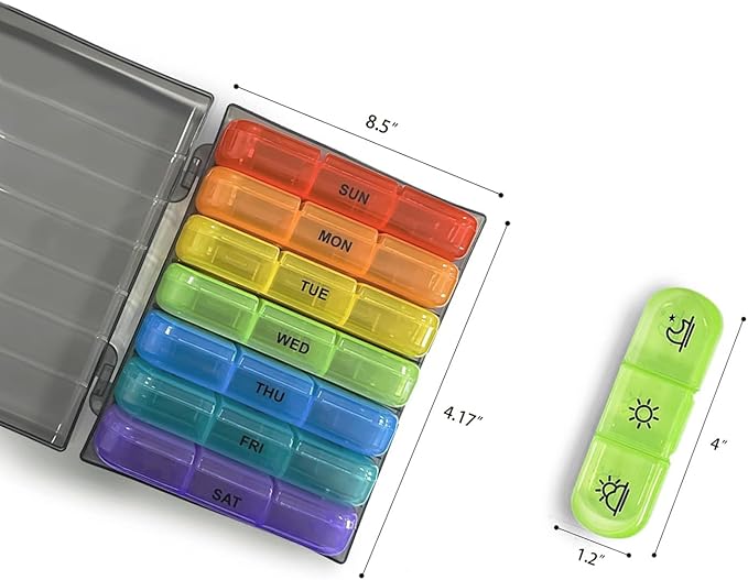 Pill Organizer Case Large Capacity, Dual Protection Pill Box 7 Day Daily, 3 Times a Day, Travel 21 Compartment Medicine Dispenser Weekly Planner for Vitamin, Medication, Fish Oil, Supplements