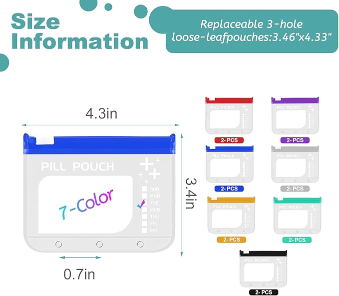 A8 Waterproof Pill Organizer with 28 Pill Pouches Set