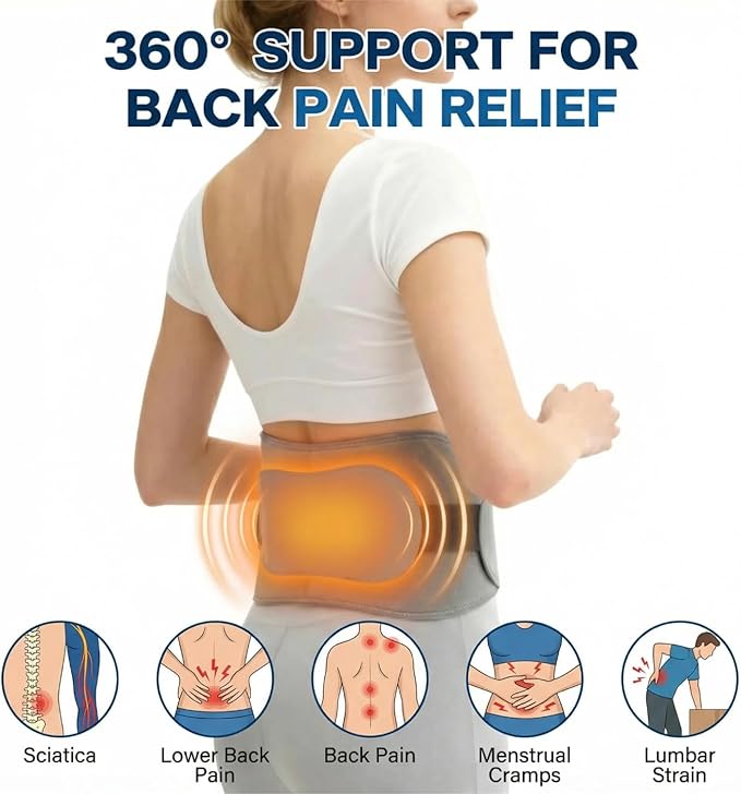 Cordless Heating Pad with Massager for Back Pain Relief, 10000mah Portable Lower Back Massager 63" Large Heating Pad for Cramps with 3 Heat 3 Vibration, Gifts for Women Men Mom Dad Seniors