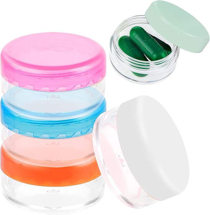 Small Pill Organizer Box, 5 Pcs Travel Pill Case Holder Portable Daily Mini Pill Container BPA Free Medicine Storage Container for Purse Pocket Briefcase (Blue/Orange/Rose/Green/White)