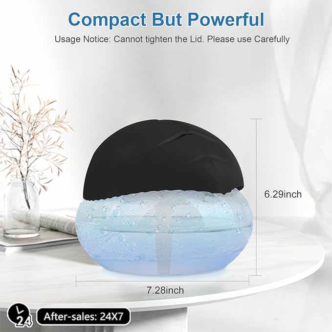 Water Based Air Purifier with Essential Oil Diffuser Pack, Air Washer with 7 Color LED Night Light, Air Revitalizer Includes 6x10ml Essential Oil Aroma Diffuser for Home, Office, Pet