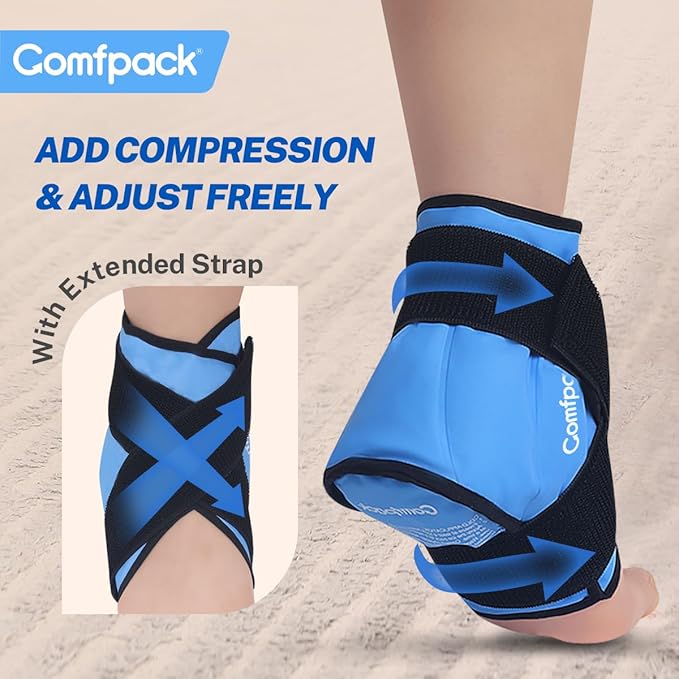 Heel Ice Pack Wrap for Plantar Fasciitis Relief, Ankle Ice Pack Wrap for Swelling, FSA Eligible, Reusable Gel Cold Pack for Foot Pain Relief, Achilles Tendonitis, Ankle Sprain, Heel Pain