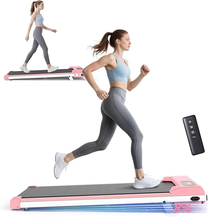 2 in 1 Walking Pad with Handle Bars, 8% Incline Foldable Treadmills for Home Office Ultra Quiet <40dB, 3.5 HP Portable Walking Jogging Running Machine with LED Display & Remote, 320+LB Capacity