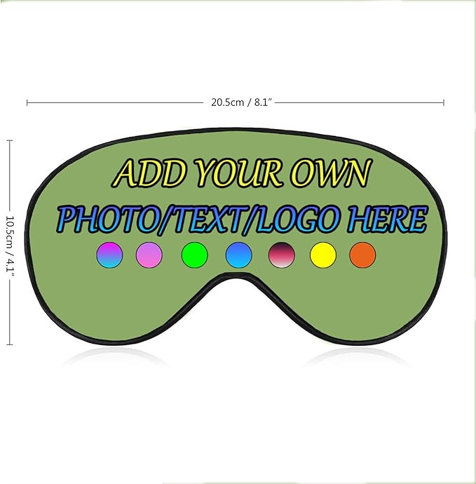 Personalized Eye Mask, Custom Eyeshade Blindfold Add Your Design Image Text Customized Eye Cover with Adjustable Strap for Sleeping Travel Work Naps Blocks Light, Fruit Green