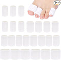 Blulu 24 Pieces Toe Tubes 0.98 Inches Cushion Tube Corn Pads for Toes Sleeves Soft Gel Protectors for Cushions Corns Blisters Calluses 3 Size (White,Assorted Sizes)