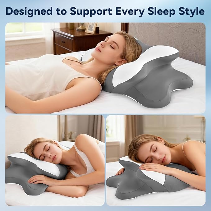 Sleep Apnea Pillow with Neck Pain & Snoring Relief -Orthopedic Cervical Pillow, Ergonomic Contour Memory Foam Pillow for Side, Back,Stomach Sleepers,Dreamers Relief,Medium Firm Support(Queen Size)