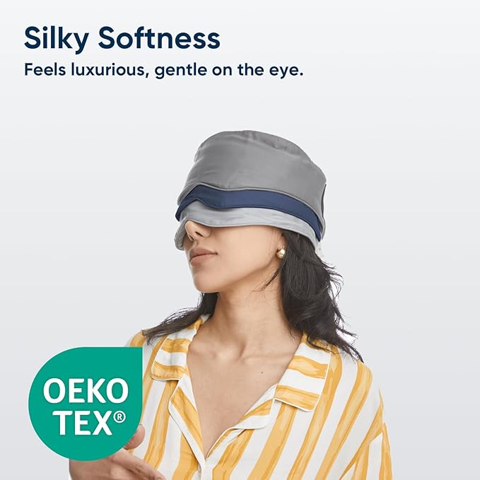 Vesta 100% Bamboo Viscose Sleep Mask, Silky Soft, Adjustable, Full-Size for Total Blackout, Perfect for Sleep, Travel & Nap, Includes Travel Bag and Gift Box (Pacific Blue, Pack of 1)