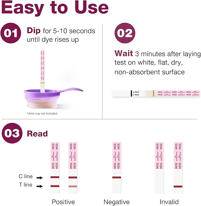 Easy@Home Pregnancy Test Strips Kit: 10 Pack hCG Test Strips - Early Detection Home Pregnancy Strips Bulk