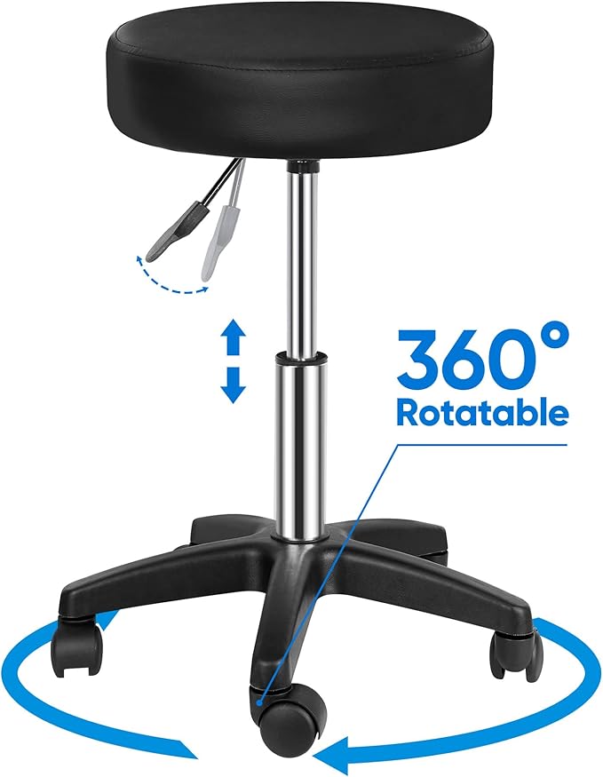 SUPER DEAL Rolling Stools Swivel Chairs Facial Massage Spa Salon Bar Stool Adjustable Hydraulic Rolling Chair,Black