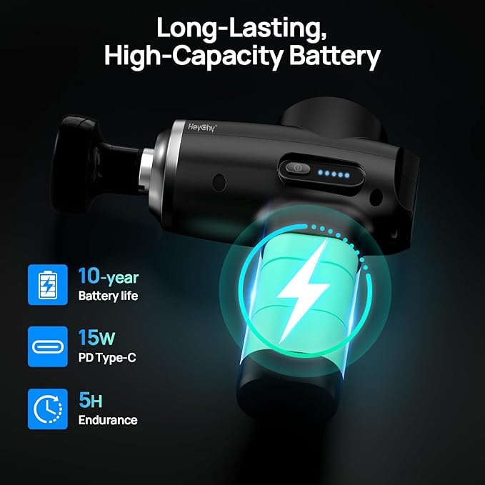 Professional Muscle Massage Gun with Heat, Portable Handheld Muscle Massager, Percussion Back Body Masajeador 12mm Amptitude for Athletes, Runner,FSA Eligible & HSA Approved