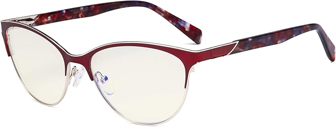 Eyekepper Ladies Cateye Blue Light Filter Glasses - Digital Eyegalsses Blocking Computer Screen UV Rays - Anti Glare Filter Reduce Eye Strain - Red