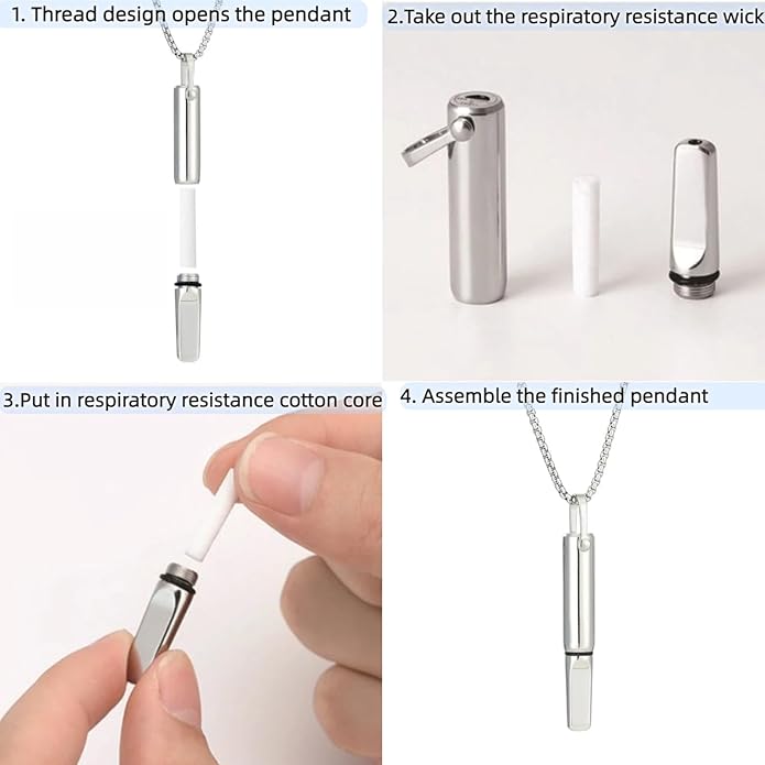 Breathing Necklace for Anxiety and Habit Management with Scented Refill Pods - Portable Mindfulness and Focus Tool for Adults