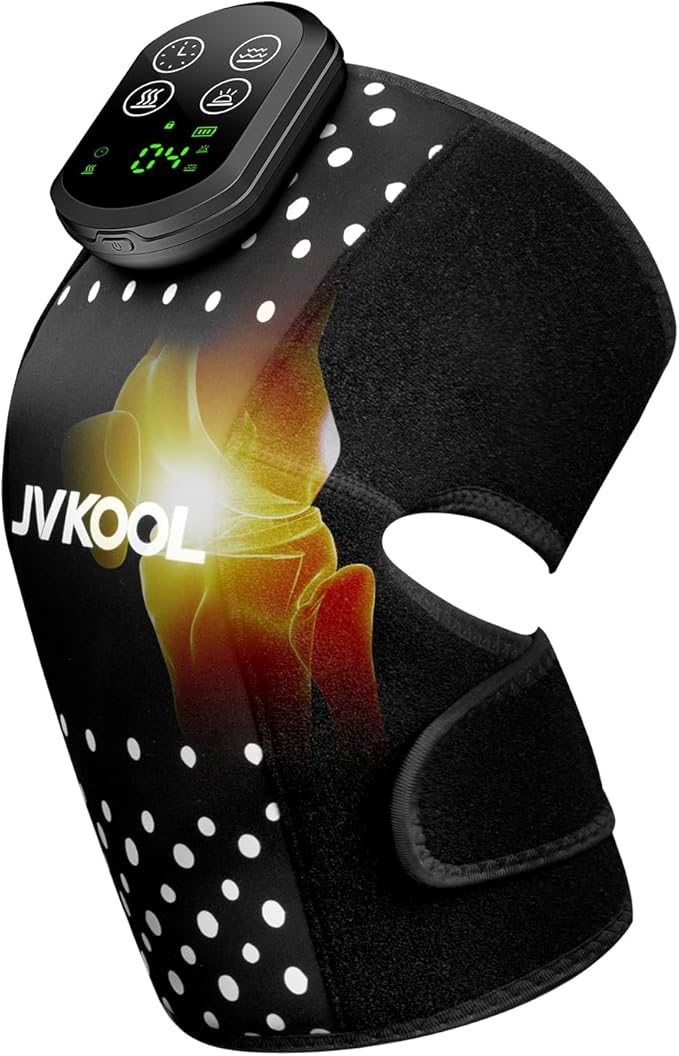 Infrared Red Light Therapy for Knee Massager: Rechargeable 660nm & 850nm Heating Pad with 4D Vibration Knee Massager for Jonit Pain Relief - Christmas Birthday Gifts for Women Men Dad Mom(Black)