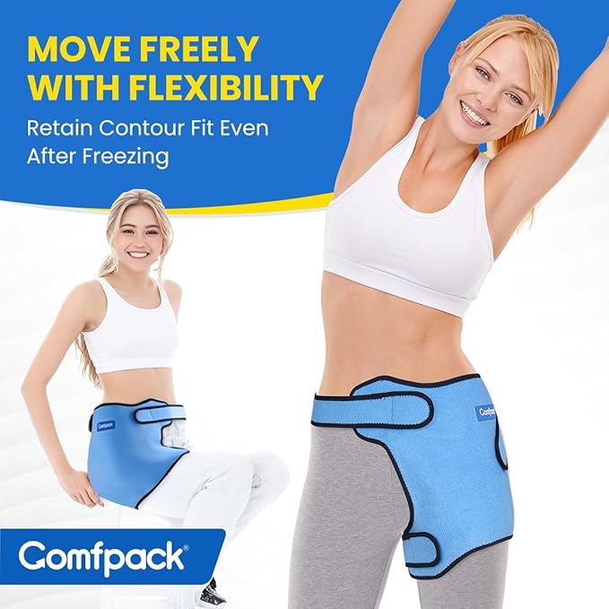 Ice Pack for Hip Replacement Surgery, Hip Brace with Hot Cold Gel Pack, Hip Replacement Kit, Compression Ice Pack Wrap for Sciatica, Bursitis, Hip Flexor Pain, Hamstring