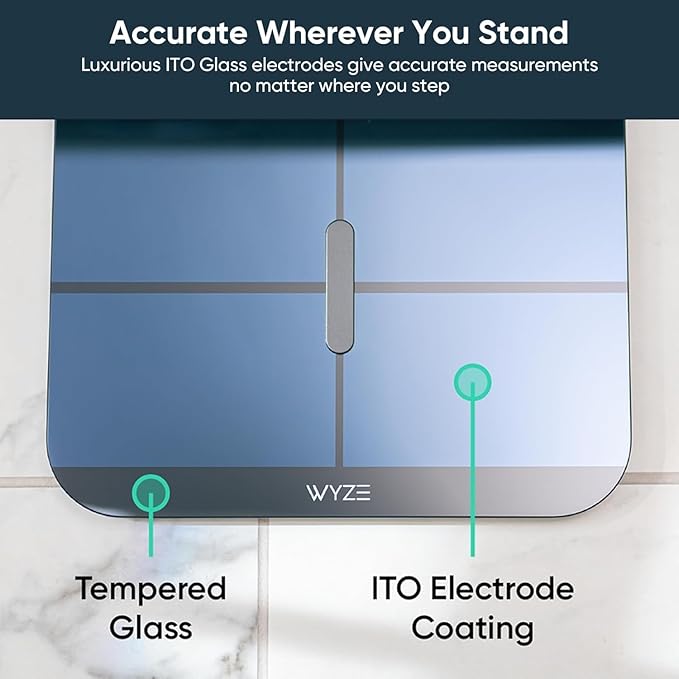 Wyze Smart Scale X - Digital Bathroom Scale for Body Weight, BMI, Body Fat, Muscle Mass, Heart Rate Monitor | Sync with Health Apps | Body Composition Analyzer for People, Baby & Pet, 400 lbs (Navy)