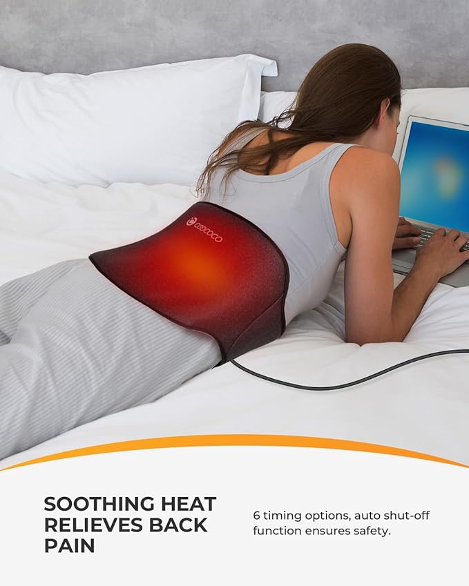 CooCoCo 2-in-1 Heating Pad & Ice Packs for Back Pain Relief, FSA Wearable Heated Pad for Period Cramps, Reusable Lower Back Gel Cold Pack for Sciatica Pain, 5 Heating Levels
