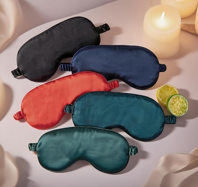 Soft Silk Sleep Eye Masks Lightweight Eye Cover Eyeshade for Night Sleeping with Elastic Strap Fuchsia