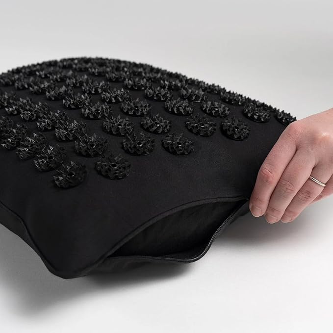 ShaktiMat Premium Acupressure Pillow, Level 3 in Shakti Black, Massage Muscles, Aid Sleep & Unlock Inner Tension | Similar to Acupuncture, No Needles Required