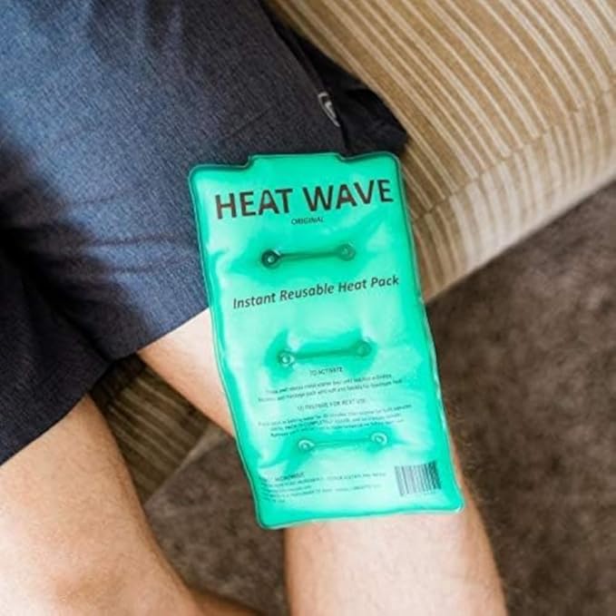 HEAT WAVE Instant Heat Packs Medium (5×9”)- Medical Grade Reusable Green 2-Pack Fast and HOT - Made in USA for Muscle Aches, Back, Arm, Shoulder, Pain Relief, Warmth on The Go; Heating Pad Click Heat