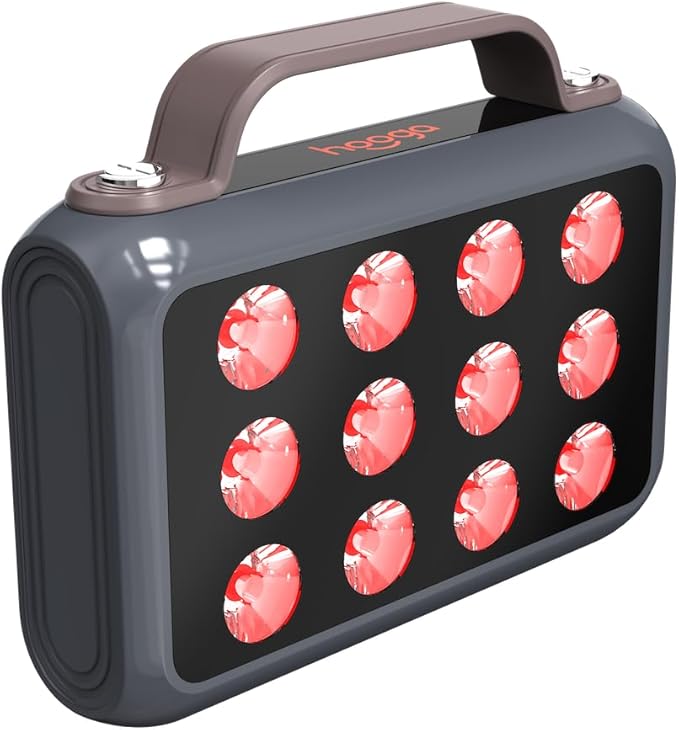 Hooga Charge Portable Red and Near Infrared LED Light Device, 660nm 850nm Dual Wavelength, Rechargeable with Travel Case