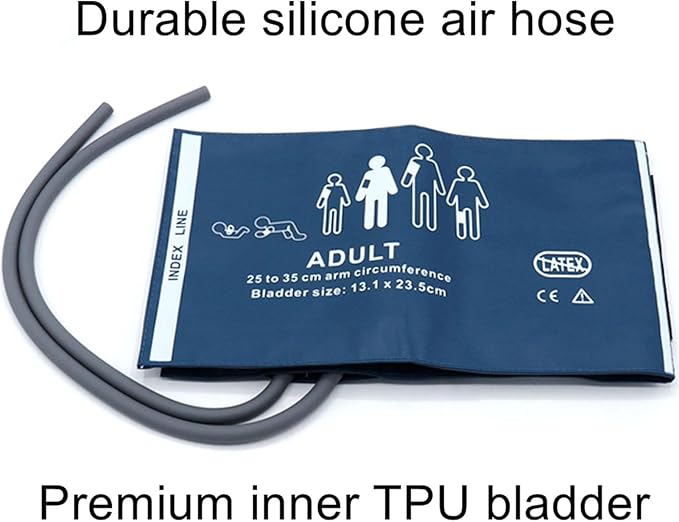 Universal NIBP Cuff with BP12 Connector for Adult, 25-35 cm Reusable Dual Tube PU Replacement BP Cuff with Inner Airbag for Blood Pressure Monitor Machine