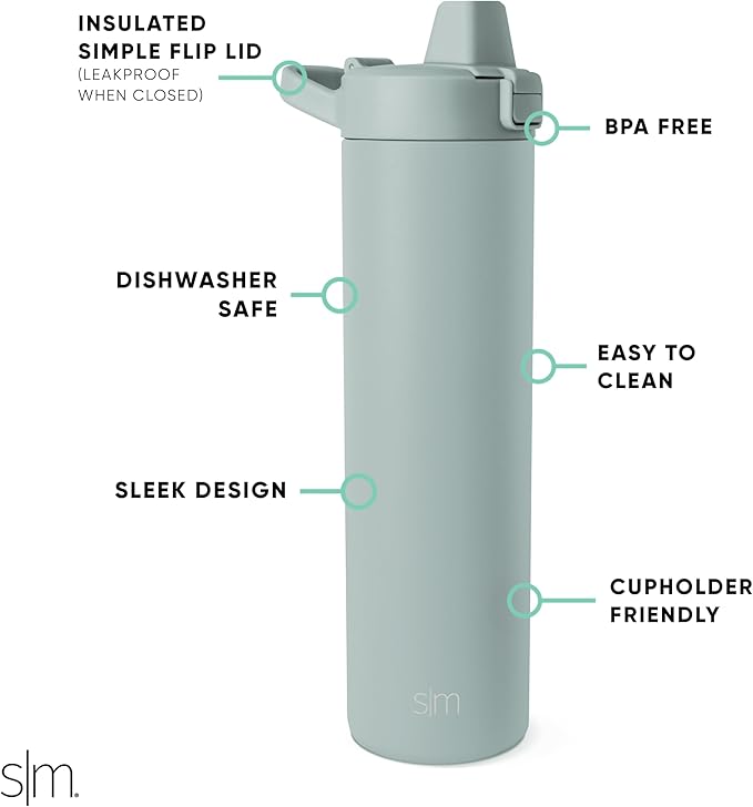 Simple Modern Filtered Water Bottle | Insulated Stainless-Steel Carbon Filter Travel Water Bottles | Reusable for Clean Drinking Water On The Go | 24oz, Sea Glass Sage