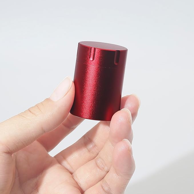 Portable Metal Small Pill Case, Aluminium Alloy Round Pill Box for Travel, Waterproof Pill Box Organizer, Pocket Daliy Pill Holder Pill Container for Medicine Vitamin Fish Oils (Red)