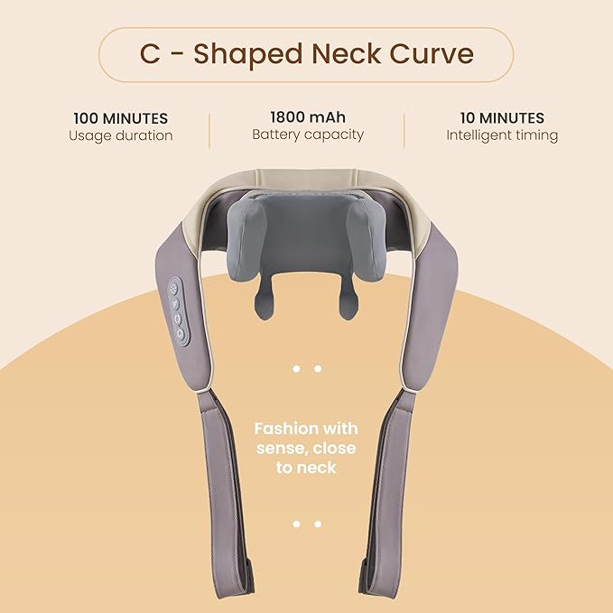 Snugger Neck and Shoulder Massager with Heat, Cordless Neck Massager for Pain Relief Deep Tissue, Shiatsu Neck Massager, Heated Neck and Shoulder Massager, Muscle Relaxation Therapy